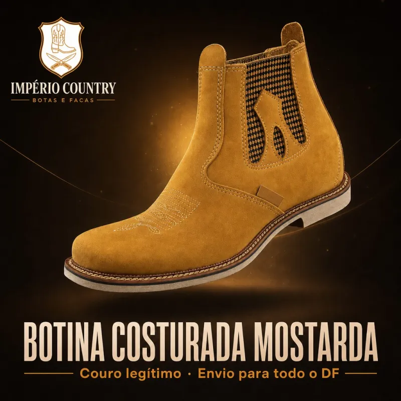 Botina Costurada Mostarda